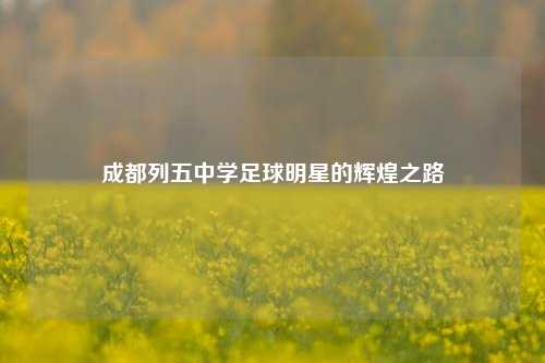 成都列五中学足球明星的辉煌之路