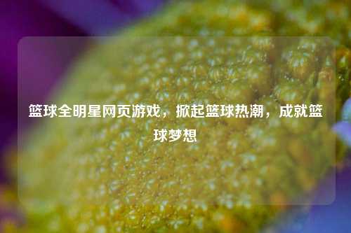 篮球全明星网页游戏，掀起篮球热潮，成就篮球梦想